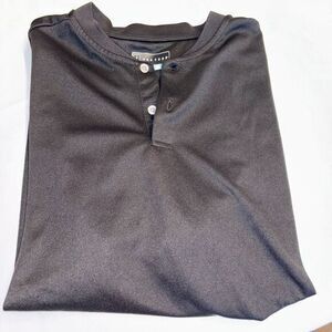 PGA Tour Mens Henley‎ T-Shirt Large Short Sleeves Black Golf Sports Athletic